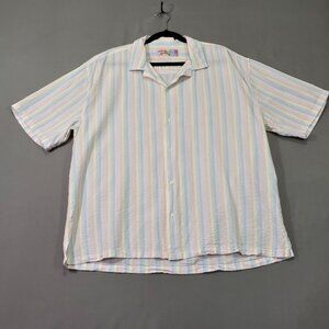 Abercrombie & Fitch Seersucker Stripe Shirt Men XL Short Sleeve Button Up Casual